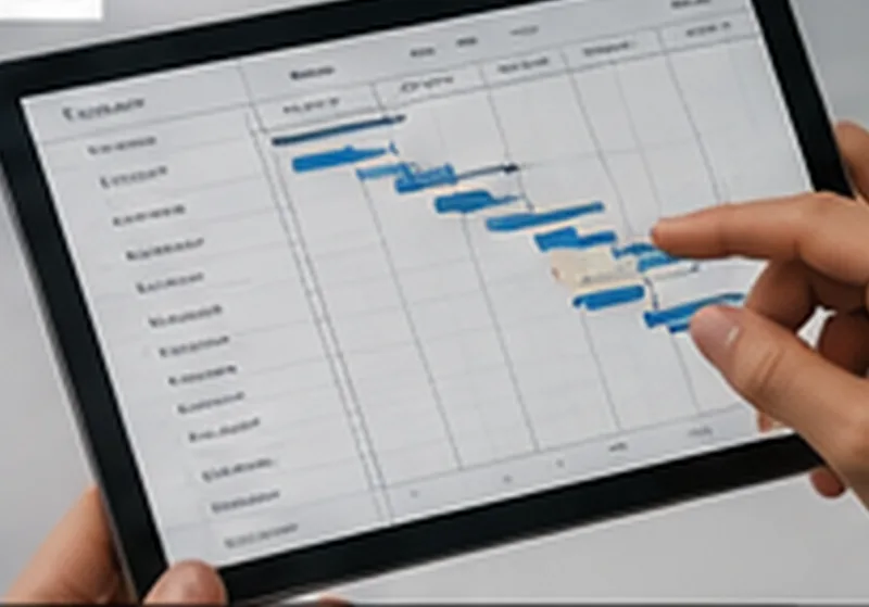 Project schedule displayed on a tablet for programme management